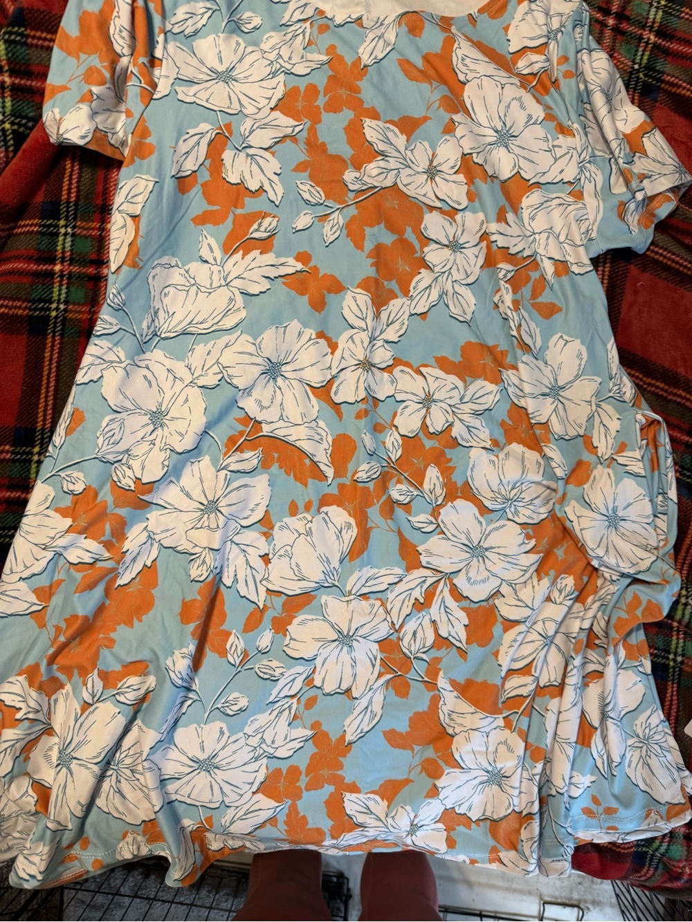 Yelete Light Blue Dress with Orange Floral Print